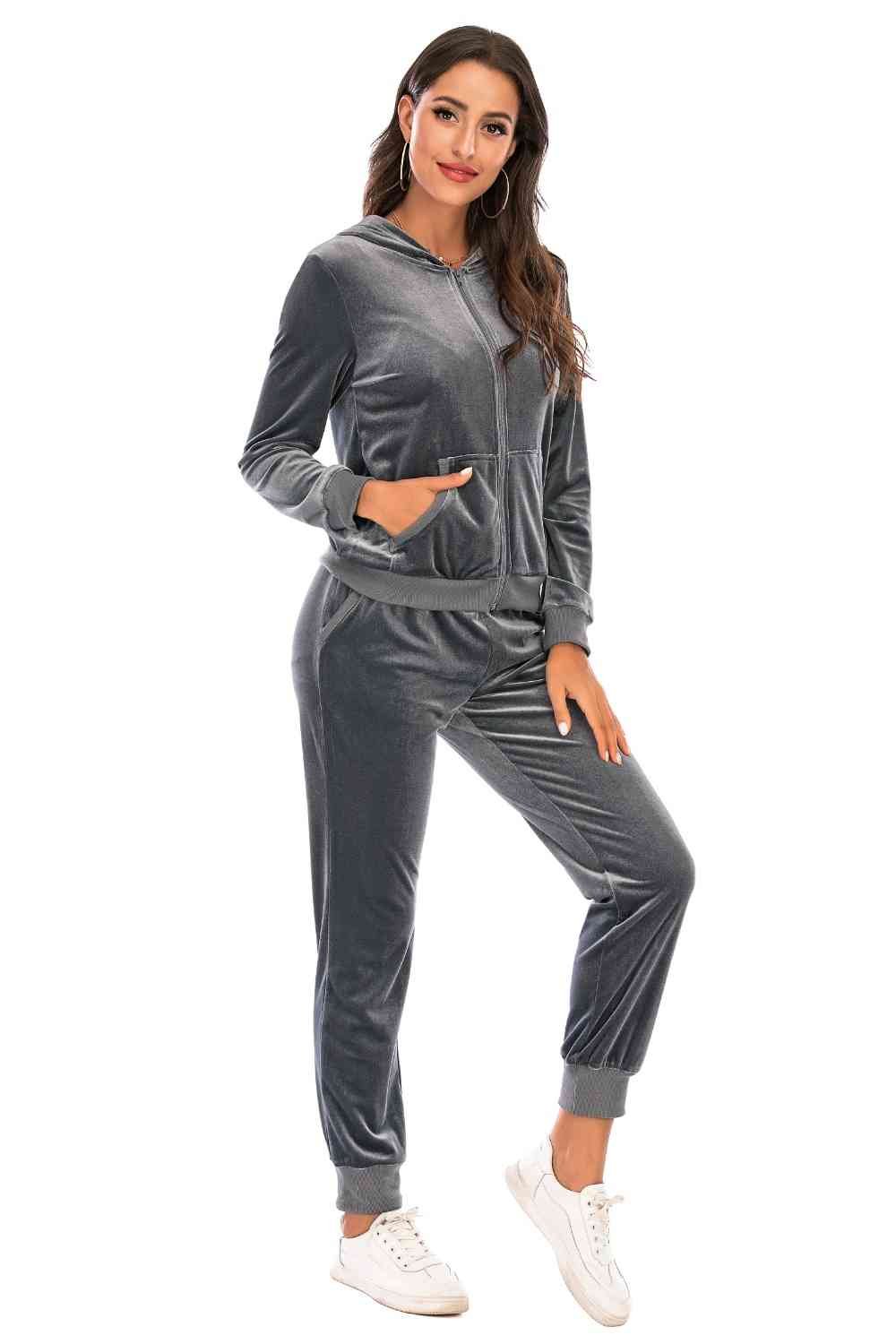 FleeceFlex Zip-Up Hooded Jacket and Pants Set