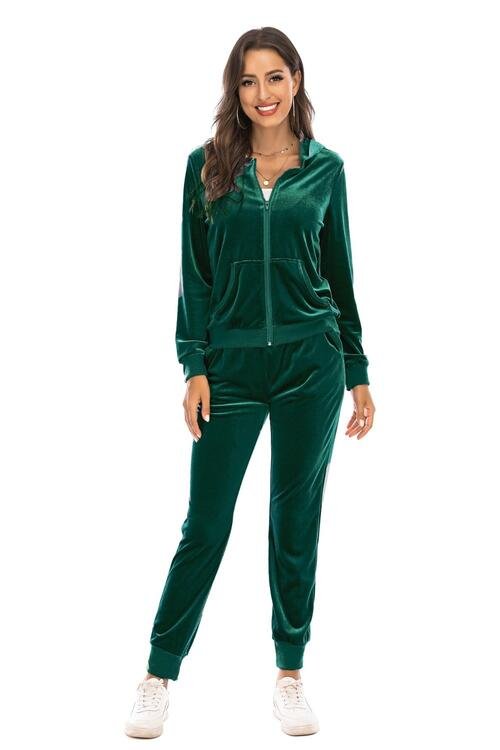 FleeceFlex Zip-Up Hooded Jacket and Pants Set