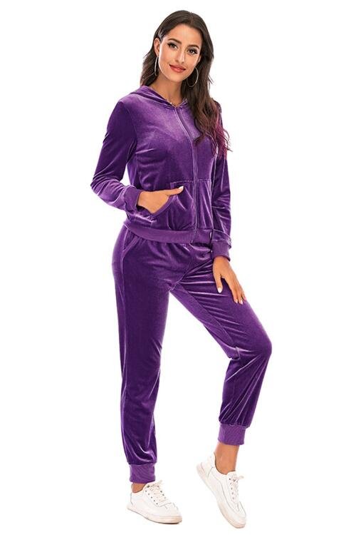 FleeceFlex Zip-Up Hooded Jacket and Pants Set