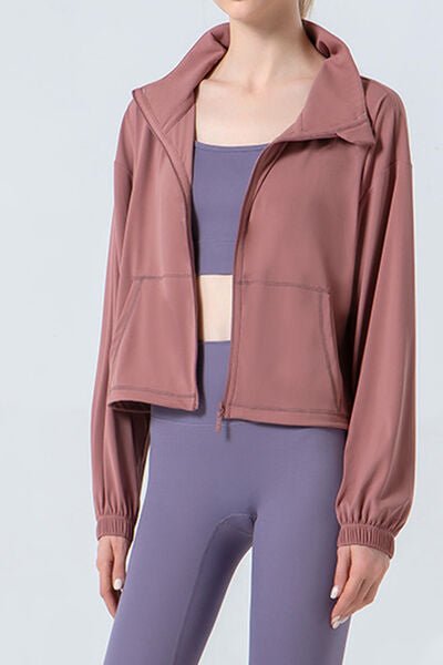 TrainTech Drawstring Zip Up Dropped Shoulder Active Outerwear