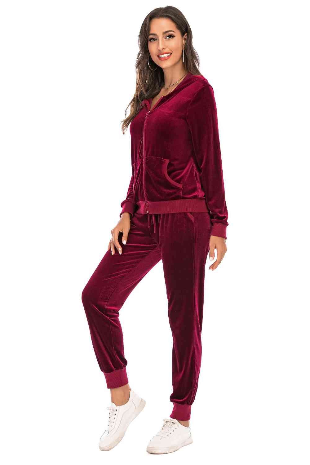 FleeceFlex Zip-Up Hooded Jacket and Pants Set