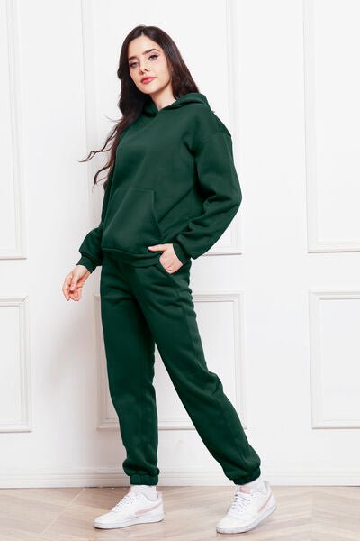 FleeceFlex Drop Shoulder Long Sleeve Hoodie and Pants Set