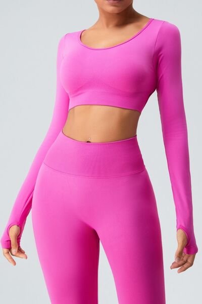 YogaFlex Cutout Round Neck Long Sleeve Active T-Shirt