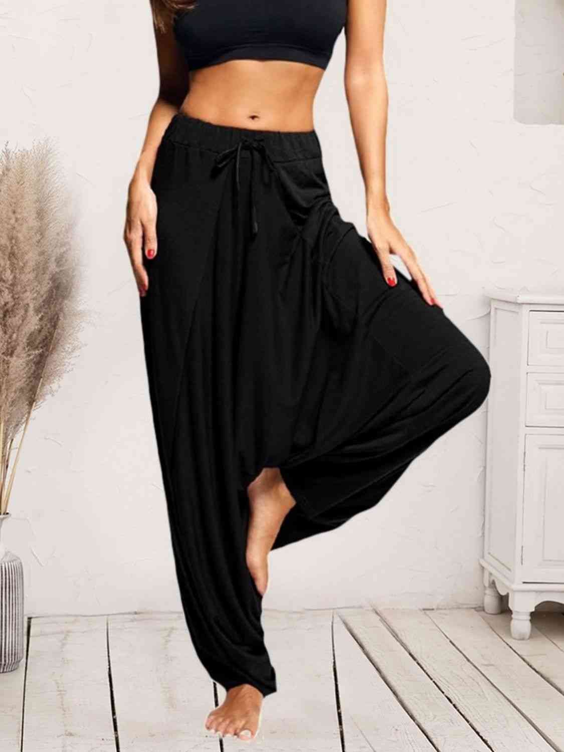YogaFlex Tied Mid Waist Long Harem Pants
