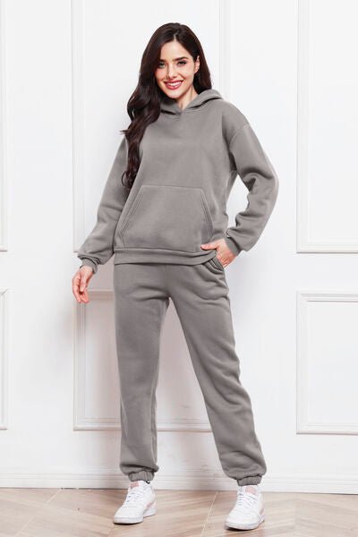 FleeceFlex Drop Shoulder Long Sleeve Hoodie and Pants Set
