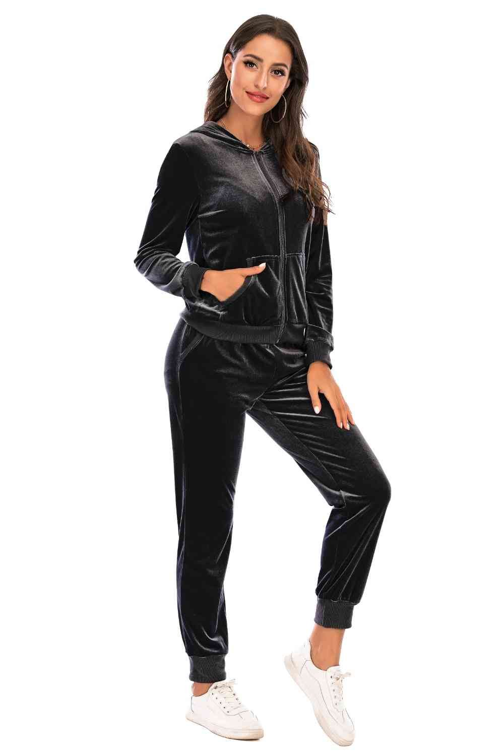 FleeceFlex Zip-Up Hooded Jacket and Pants Set