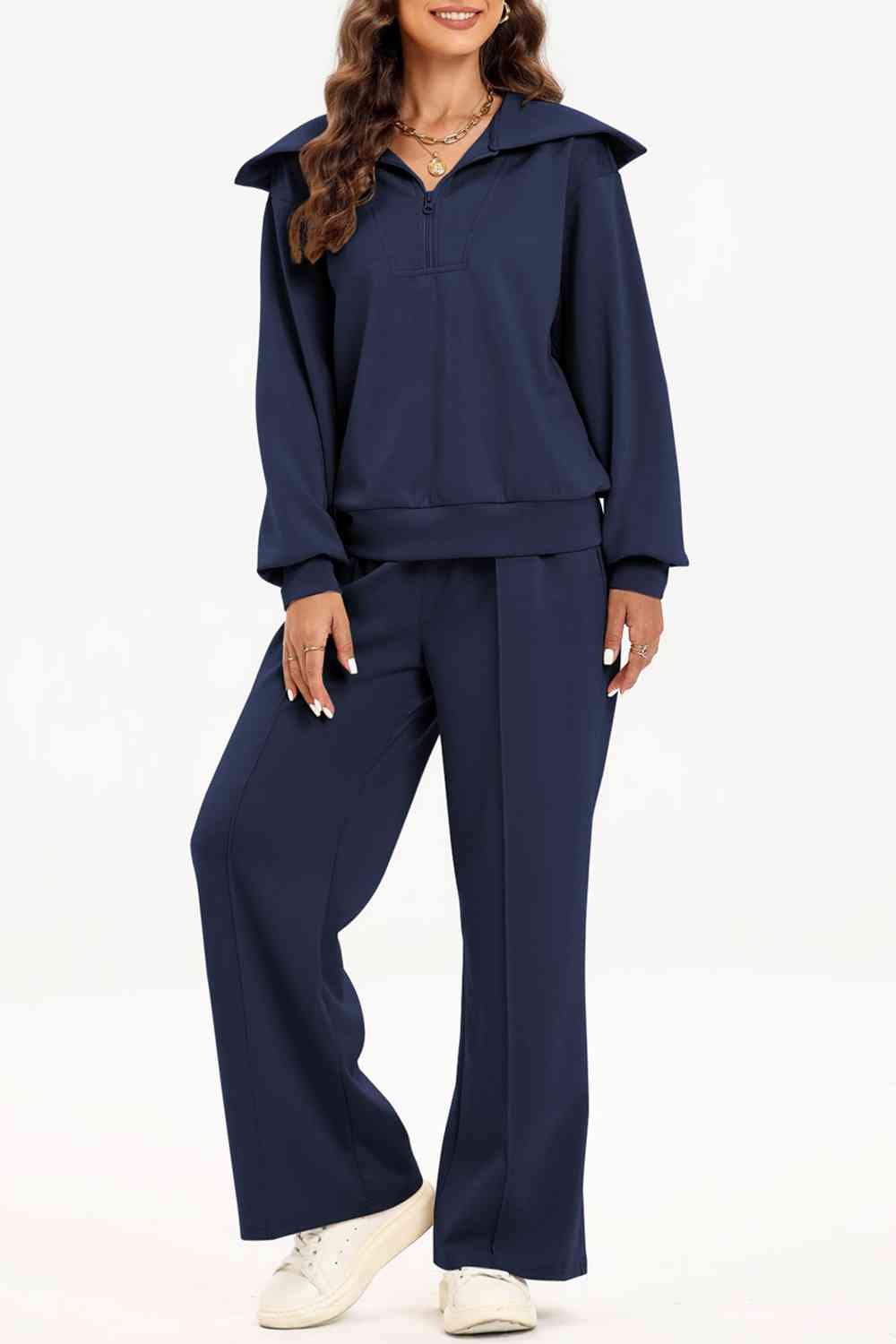 FleeceFlex Half Zip Collared Neck Sweatshirt and Pants Set