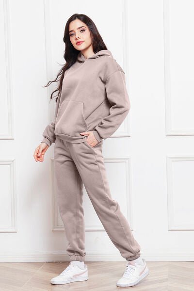 FleeceFlex Drop Shoulder Long Sleeve Hoodie and Pants Set