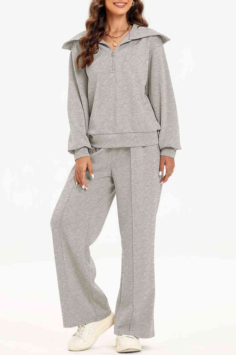 FleeceFlex Half Zip Collared Neck Sweatshirt and Pants Set