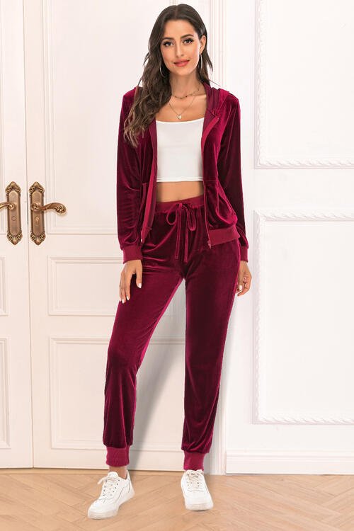 FleeceFlex Zip-Up Hooded Jacket and Pants Set