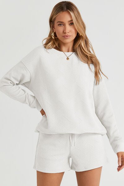 Urban Threadz Boutique Round Neck Dropped Shoulder Top and Shorts Set
