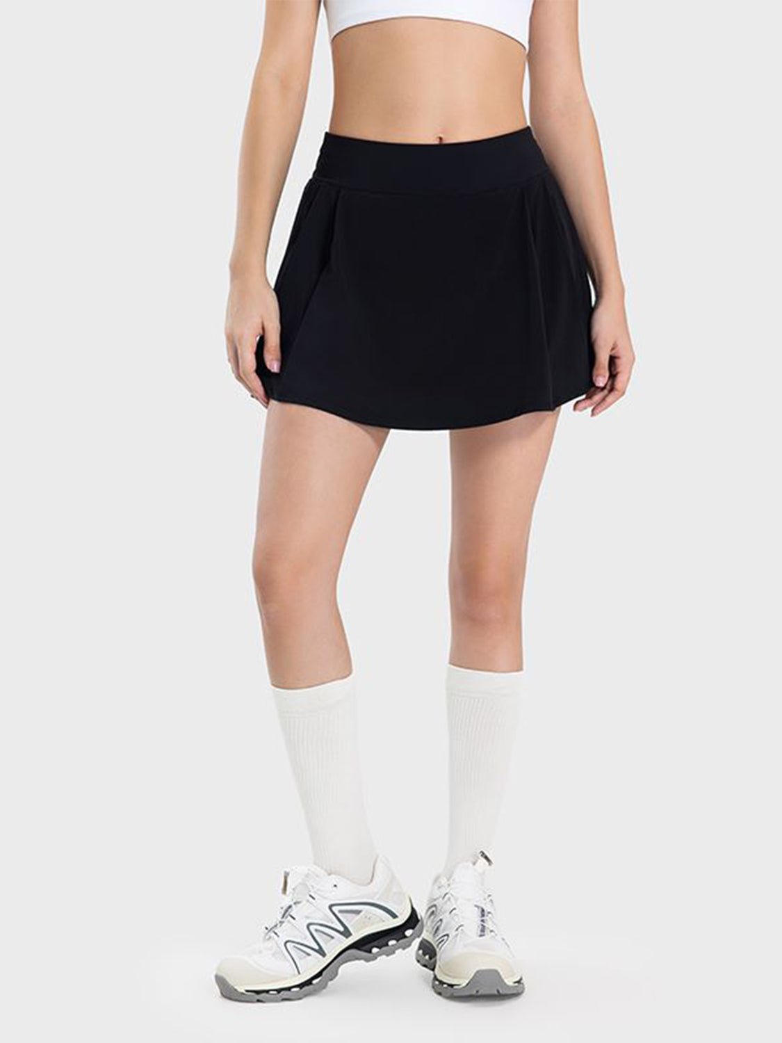 TrainTech Pleated Detail Mid-Rise Waist Active Skirt