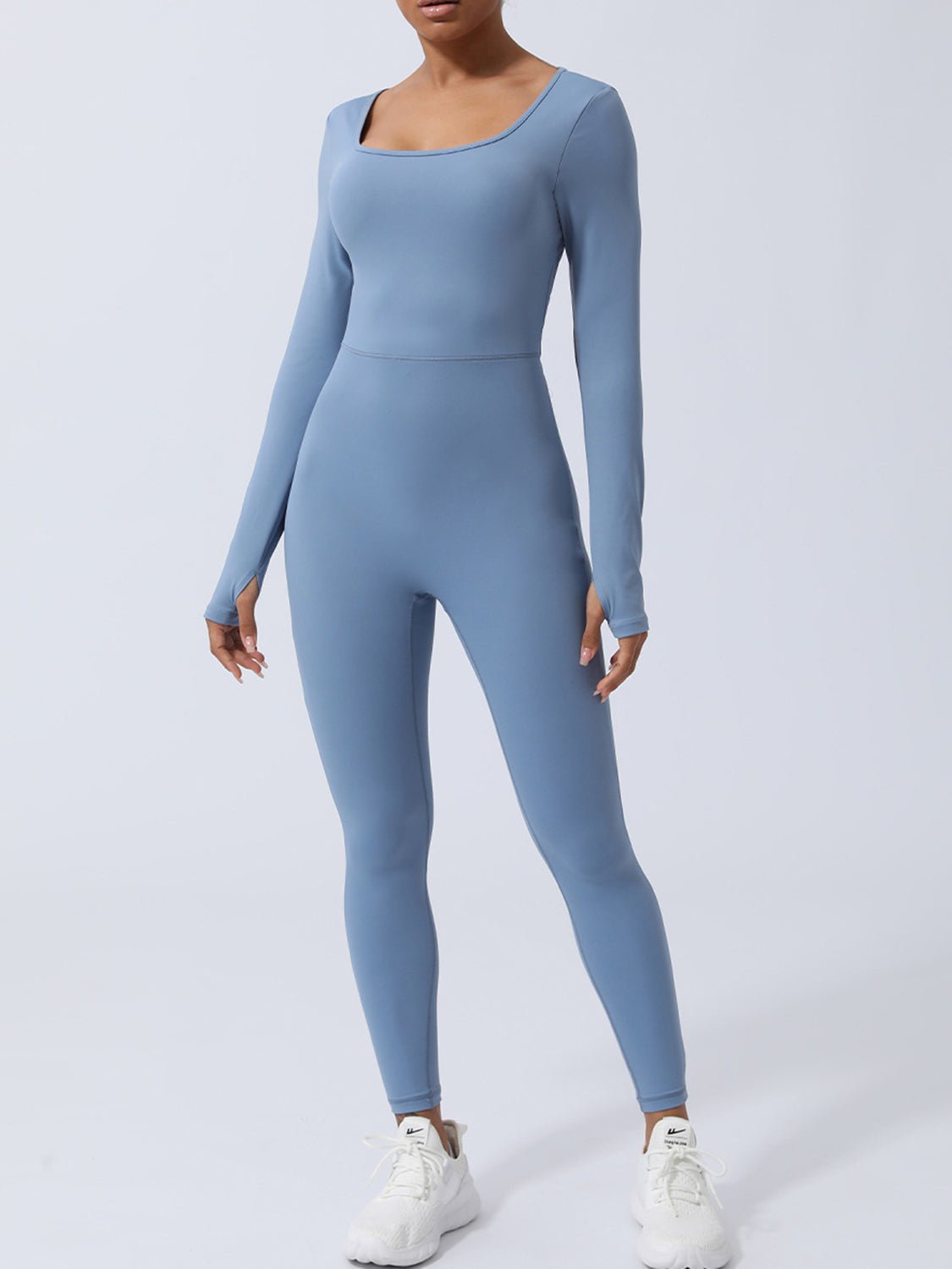ZenSculpt Twisted Backless Long Sleeve Jumpsuit