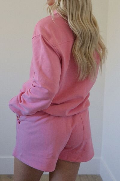FleeceFlex Half Zip Long Sleeve Sweatshirt and Shorts Set