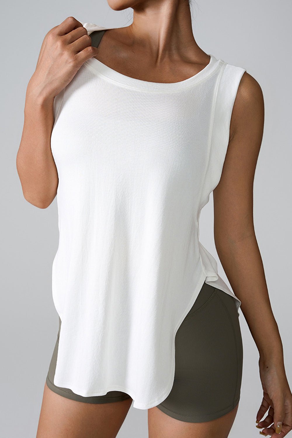 YogaFlex Slit Round Neck Active Tank