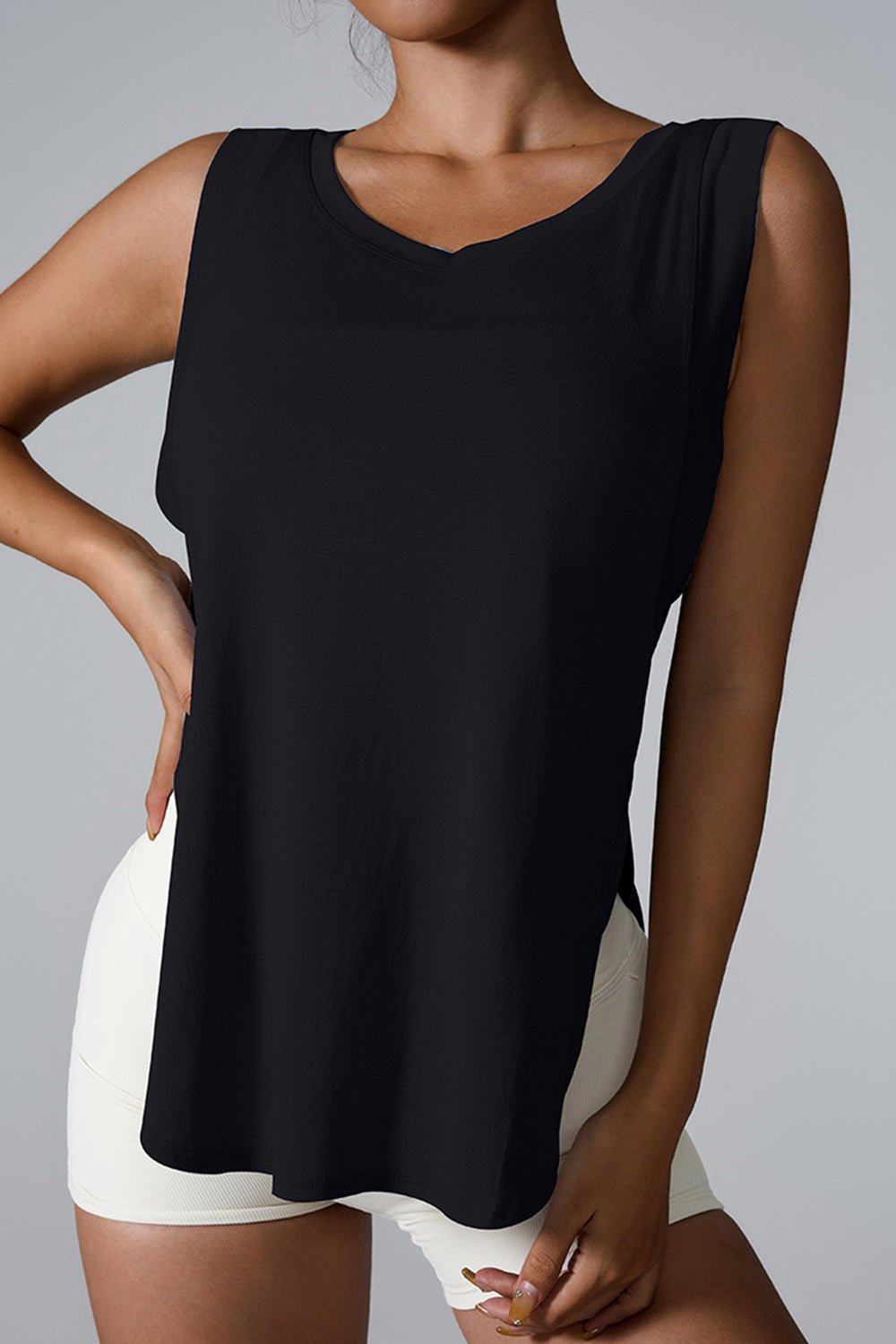 YogaFlex Slit Round Neck Active Tank