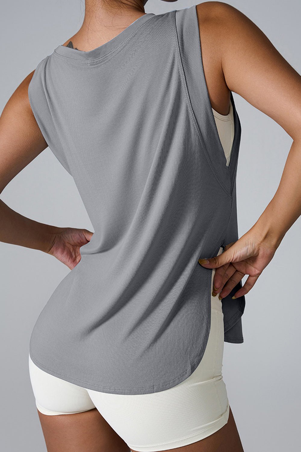YogaFlex Slit Round Neck Active Tank