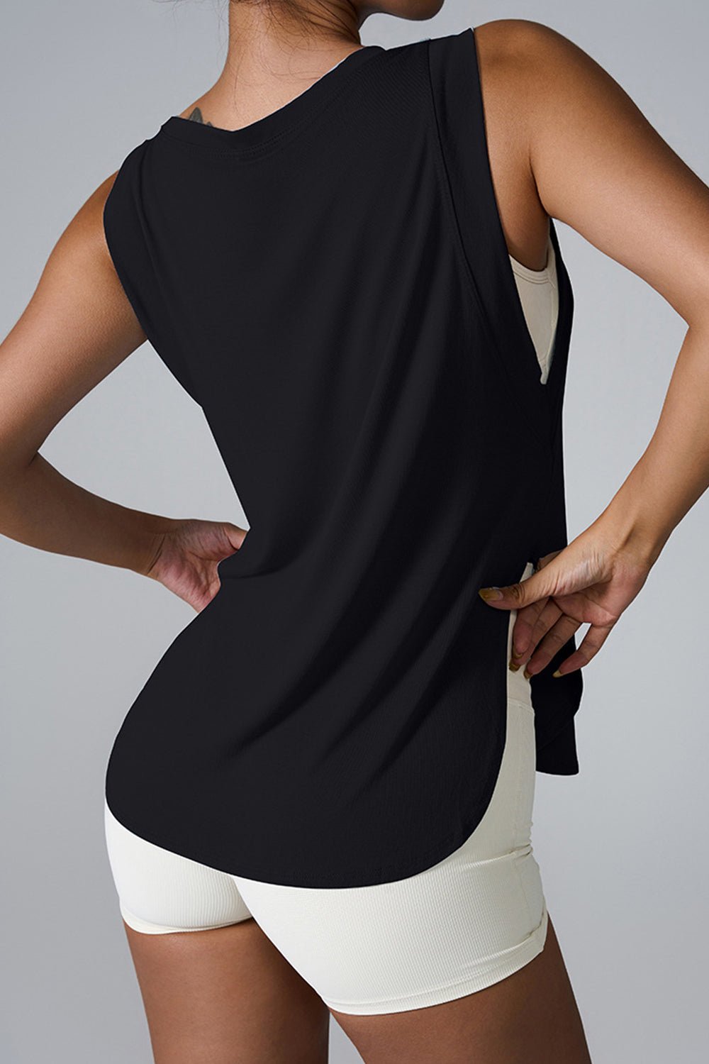 YogaFlex Slit Round Neck Active Tank