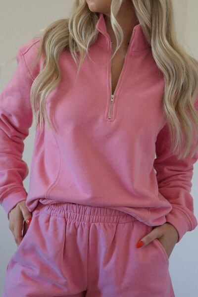 FleeceFlex Half Zip Long Sleeve Sweatshirt and Shorts Set