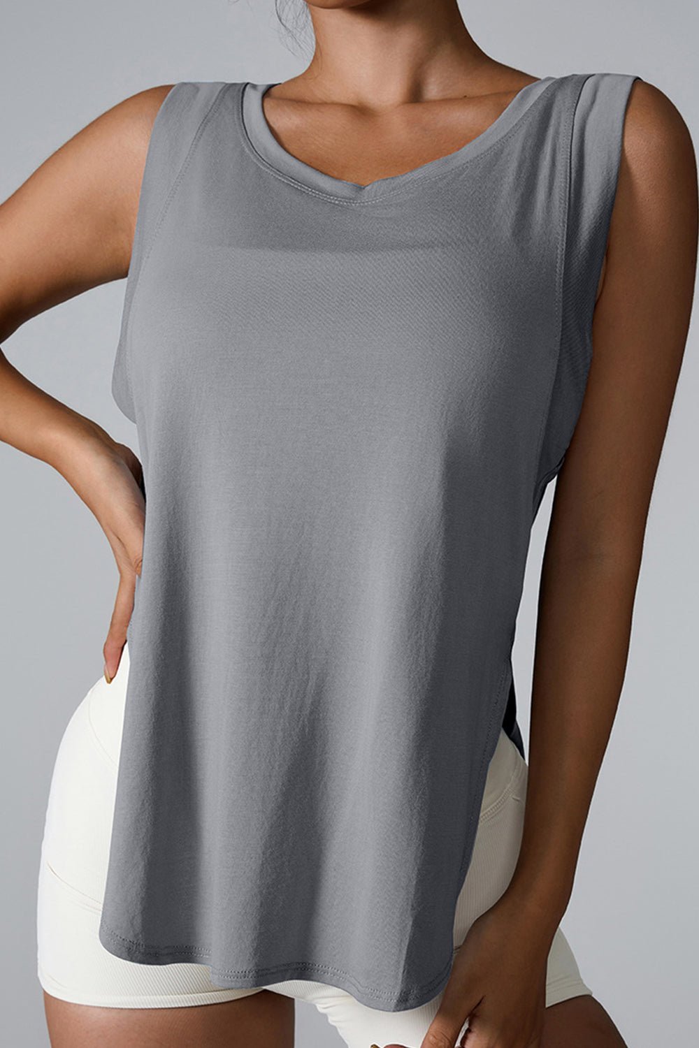 YogaFlex Slit Round Neck Active Tank
