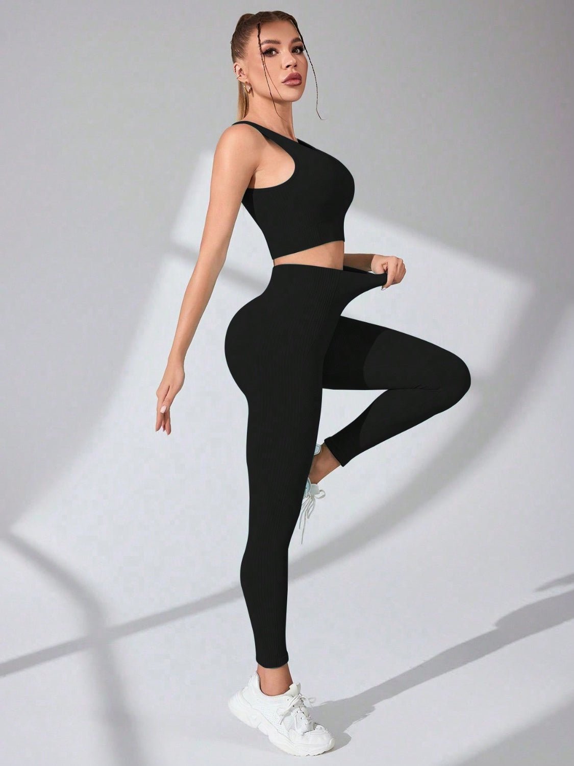 ZenSculpt Scoop Neck Wide Strap Top and Pants Active Set