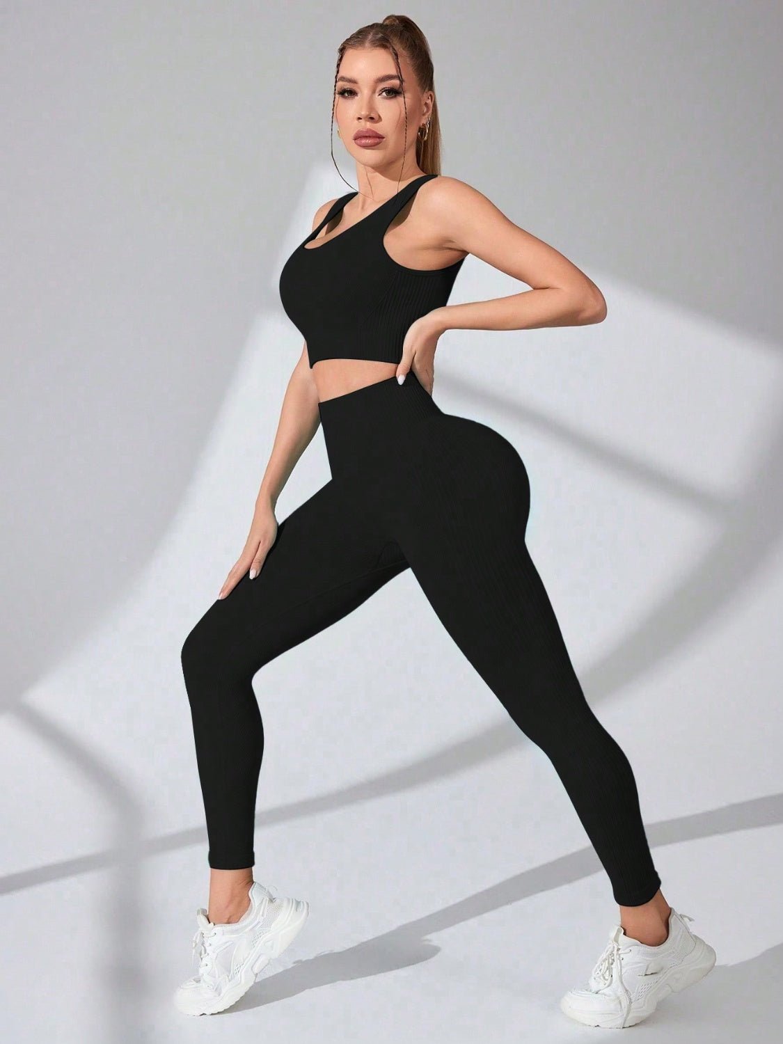 ZenSculpt Scoop Neck Wide Strap Top and Pants Active Set