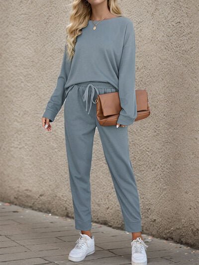 Urban Threadz Boutique Round Neck Top and Drawstring Pants Set