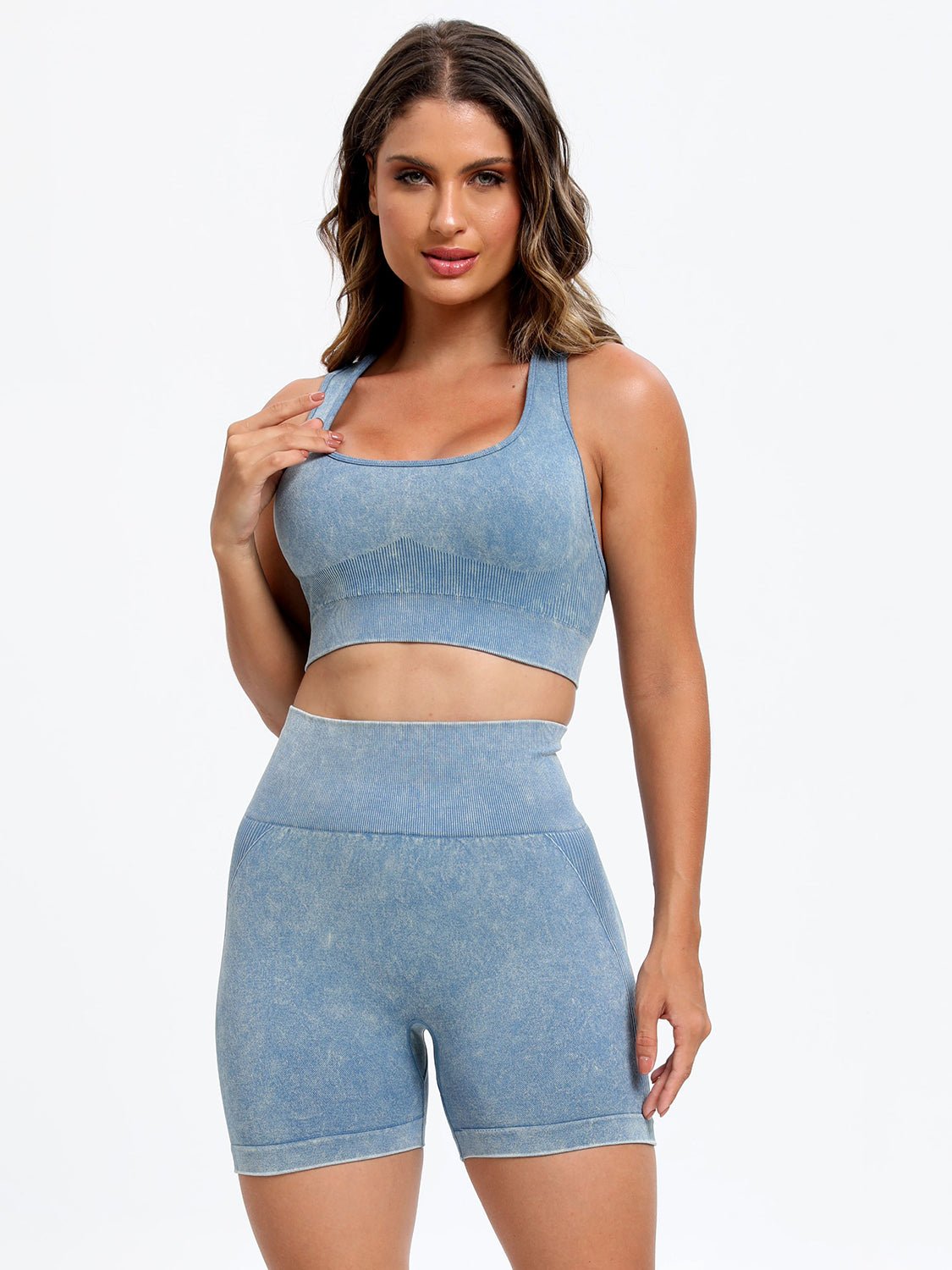 TrainTech Scoop Neck Wide Strap Top and Shorts Active Set