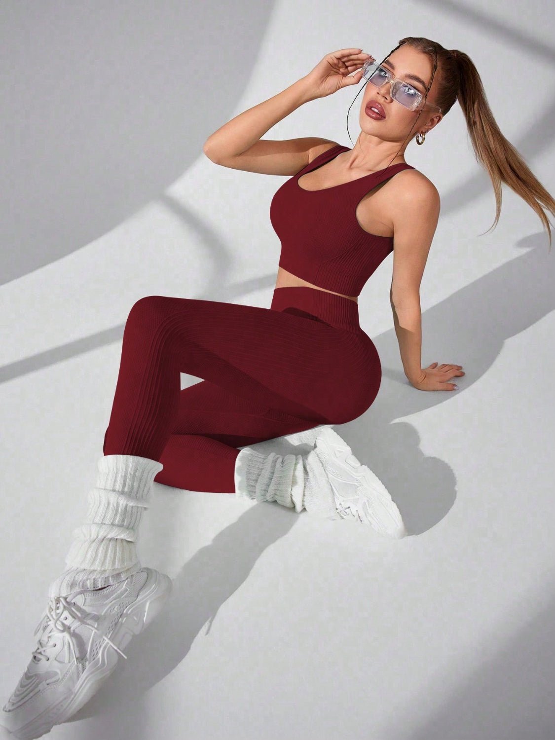ZenSculpt Scoop Neck Wide Strap Top and Pants Active Set