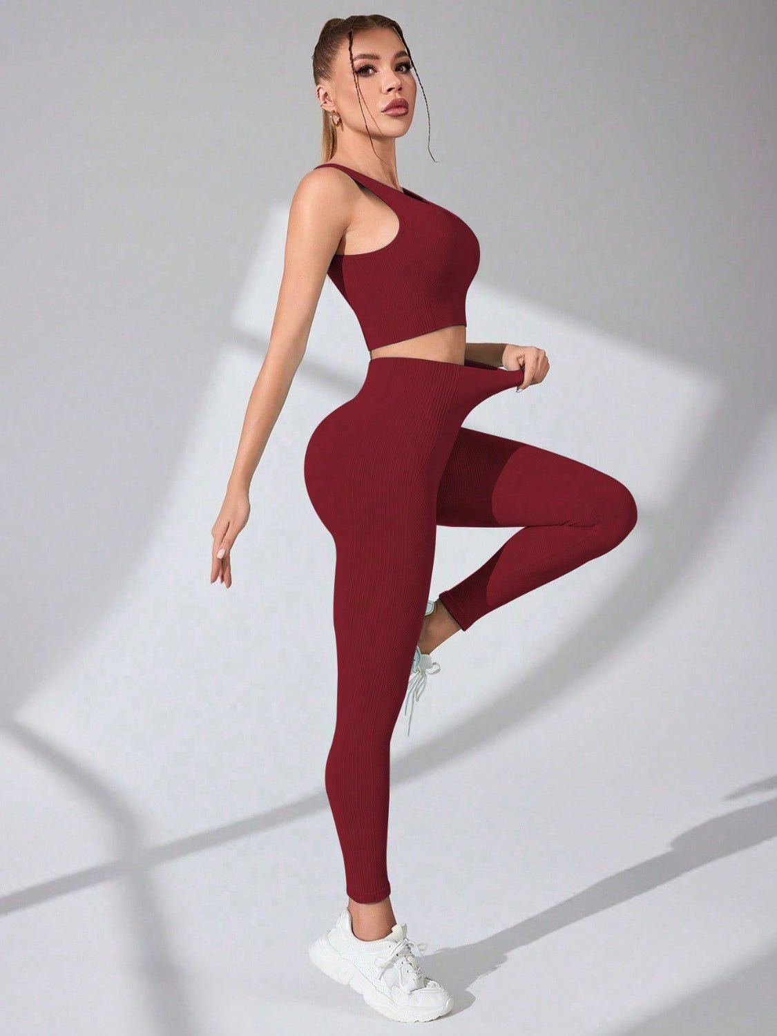 ZenSculpt Scoop Neck Wide Strap Top and Pants Active Set