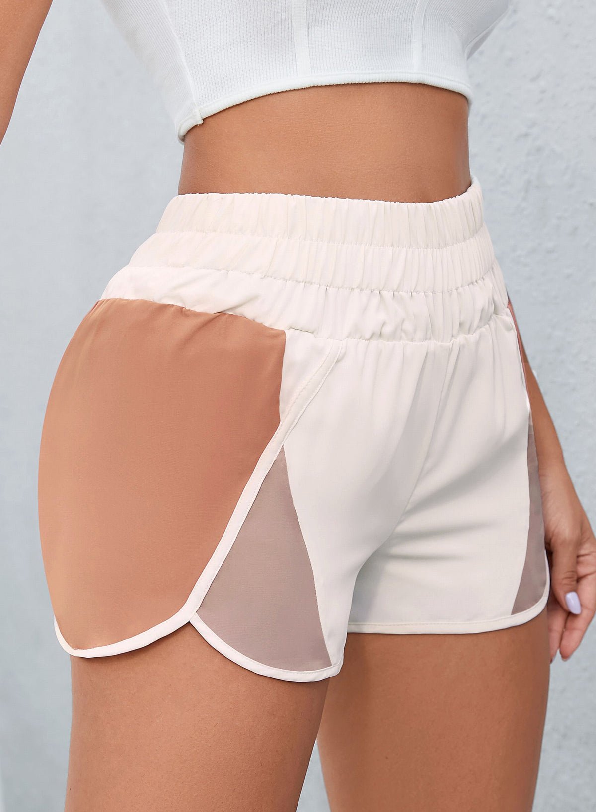 TrainTech Color Block Wide Waistband Shorts