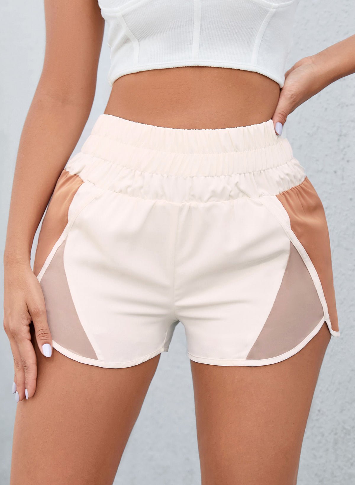 TrainTech Color Block Wide Waistband Shorts