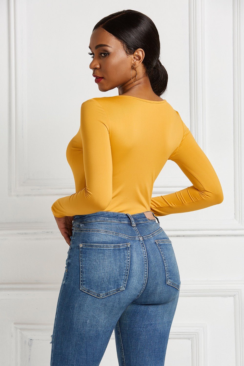 ZenSculpt Half Zip Scoop Neck Long Sleeve Bodysuit