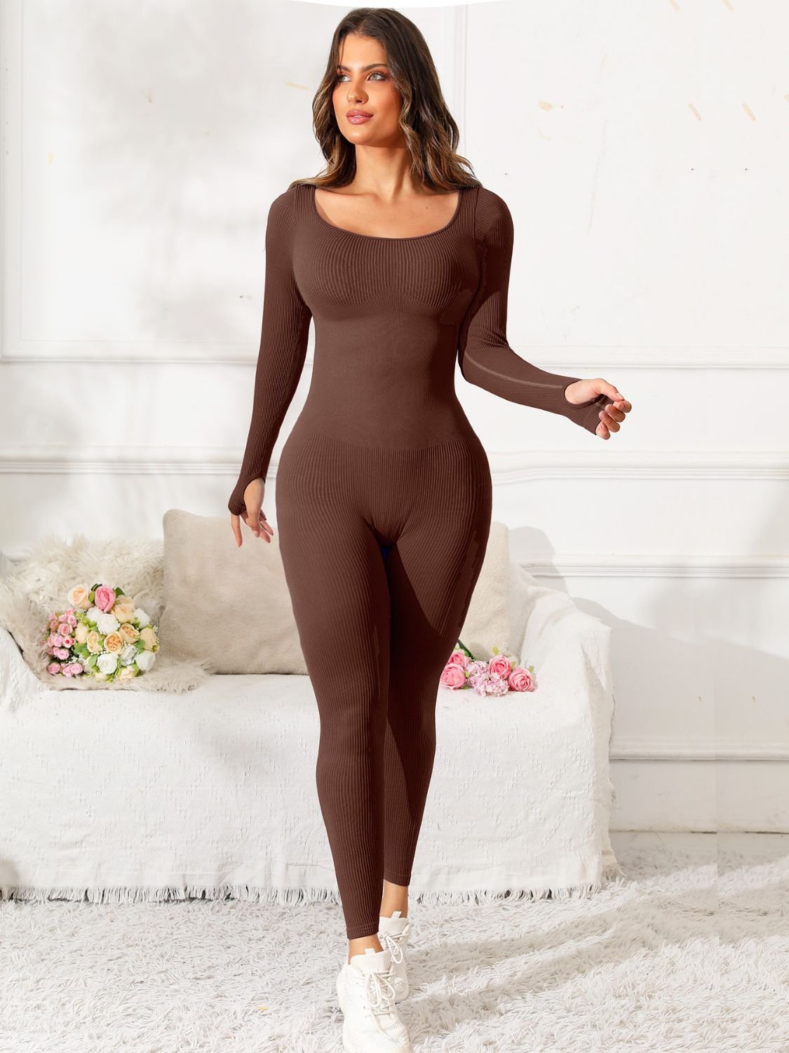 TrainTech Scoop Neck Long Sleeve Active Jumpsuit