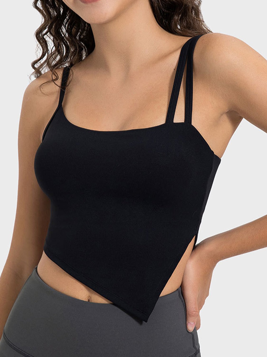 TrainTech Slit Asymmetrical Neck Active Cami