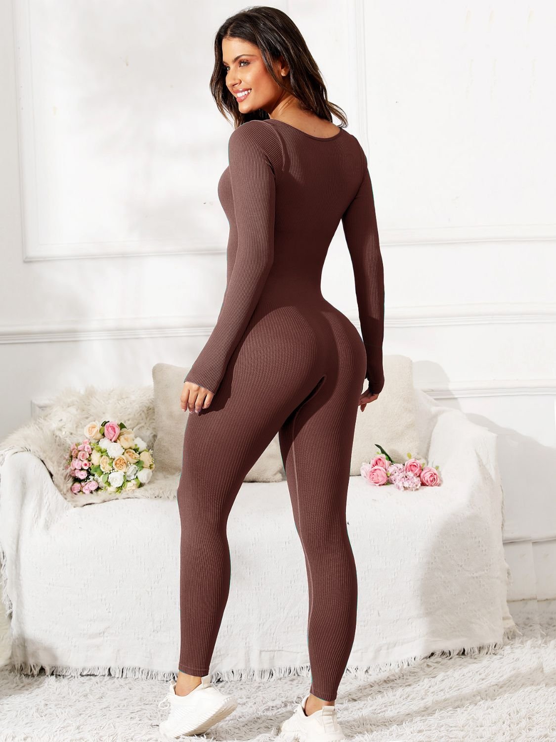 TrainTech Scoop Neck Long Sleeve Active Jumpsuit