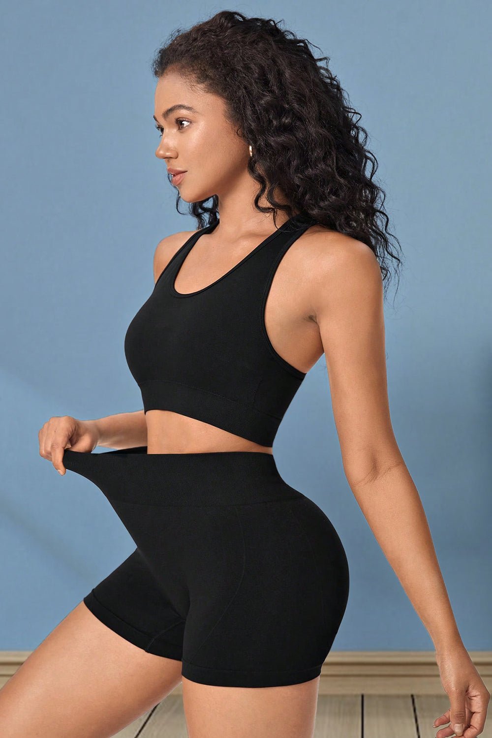 TrainTech Cropped Sports Tank and Shorts Set