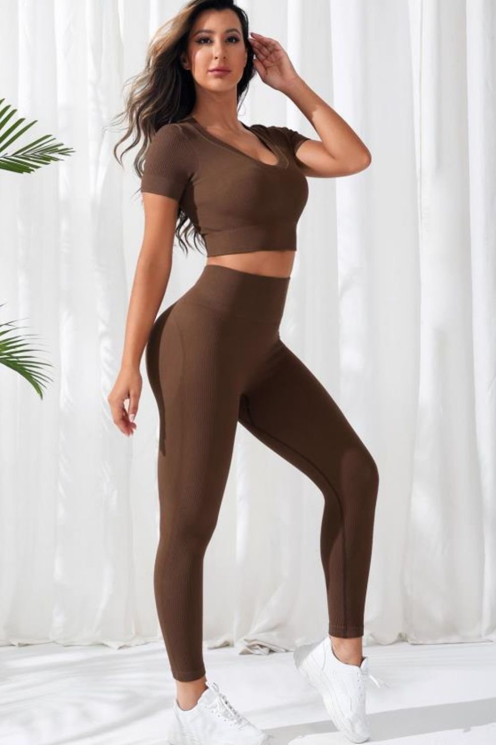 ZenSculpt V-Neck Crop Top and High Waistband Pants
