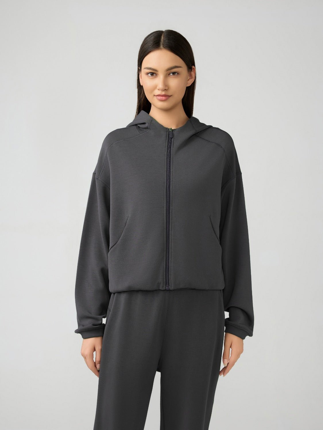 TrainTech Zip Up Dropped Shoulder Active Hooded