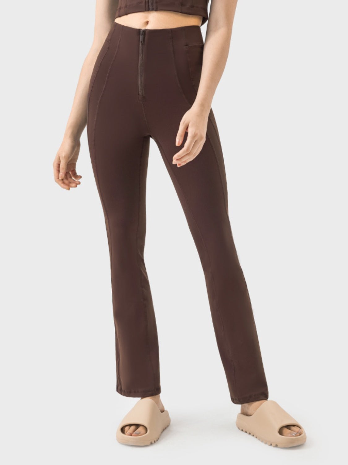 ZenSculpt Zipper Detail High Waist Active Pants