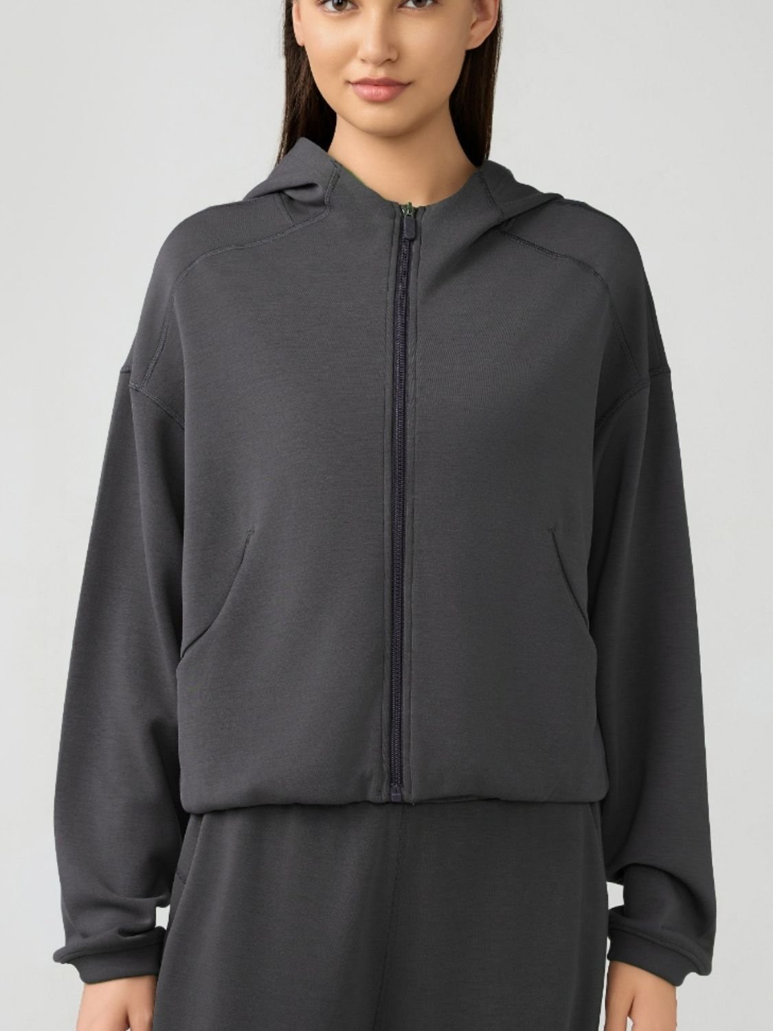 TrainTech Zip Up Dropped Shoulder Active Hooded