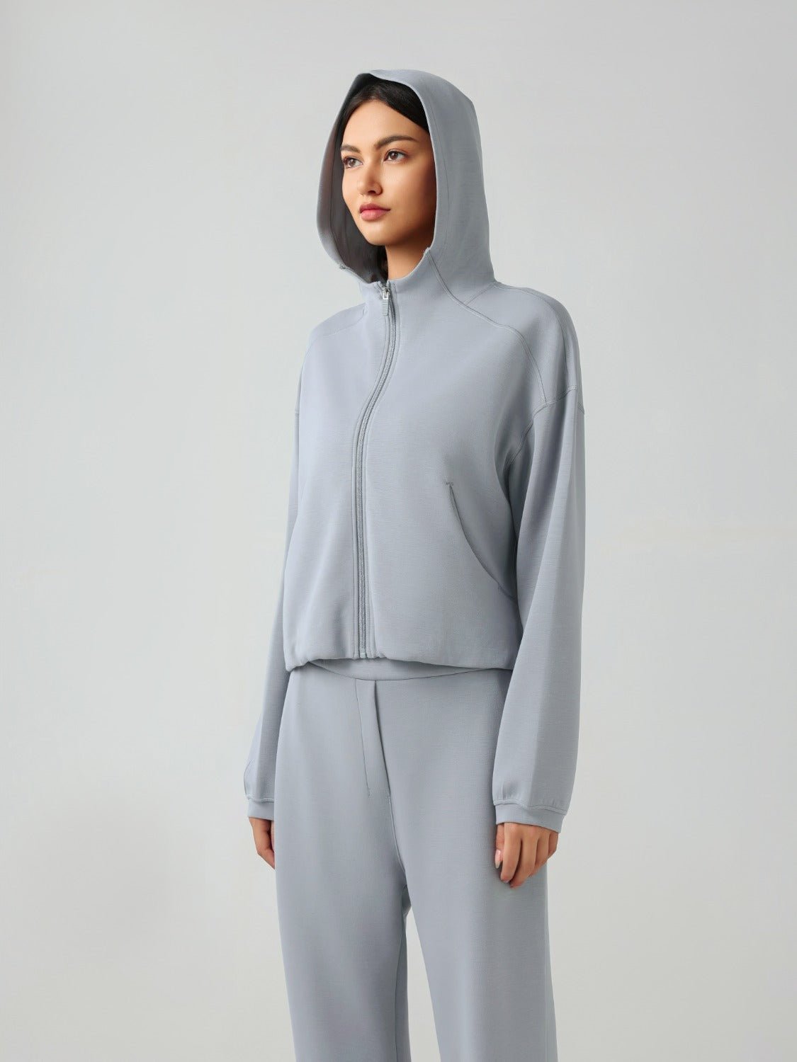 TrainTech Zip Up Dropped Shoulder Active Hooded