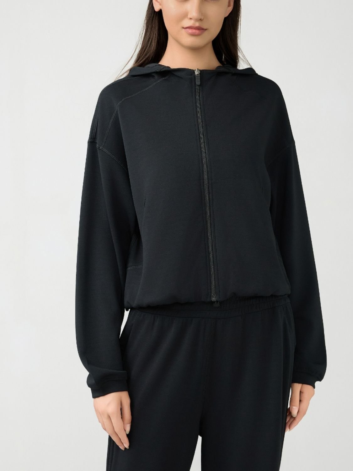 TrainTech Zip Up Dropped Shoulder Active Hooded