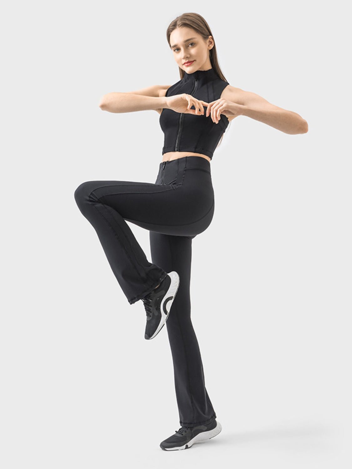 ZenSculpt Zipper Detail High Waist Active Pants